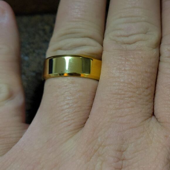Personalized Engraved Men's Gold Promise Ring  or Wedding Band - Picture 8 of 12